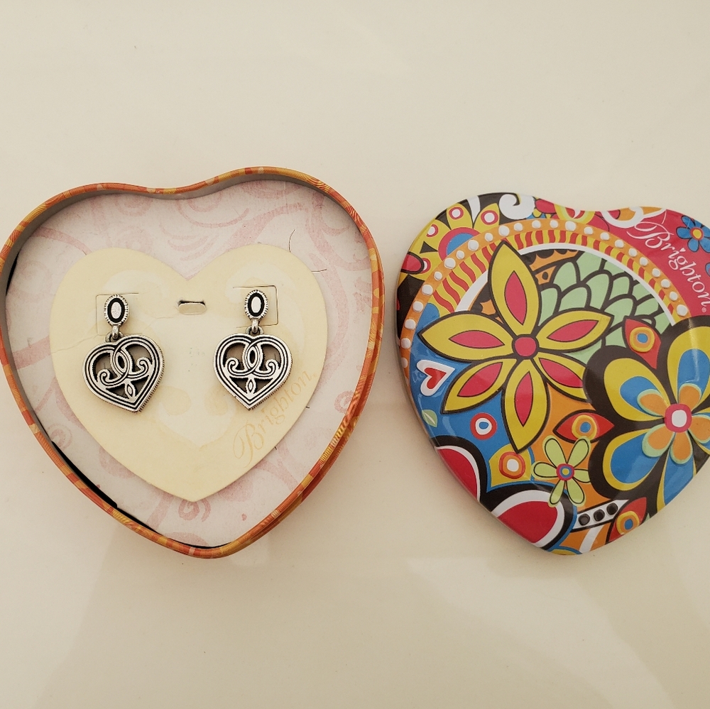 Brighton Silver-tone Gatsby Heart-shaped Earrings - Picture 2 of 5